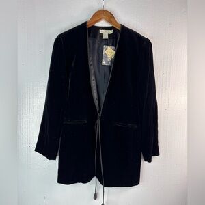 Ann Taylor 6P Vintage Deadstock Whimseygoth Black Velvet Jacket - Petite